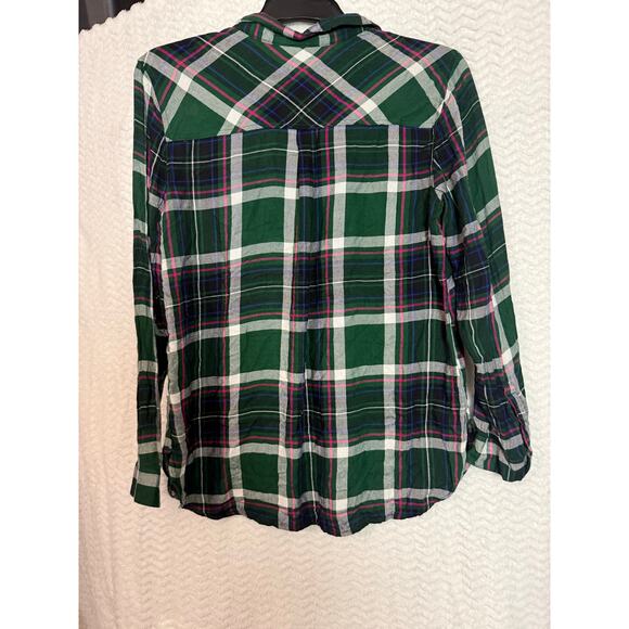 Old Navy the classic shirt Button up green pink plaid Size L - Picture 3 of 5
